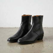 Men's Handmade Black Leather Side Zipper Ankle Boots