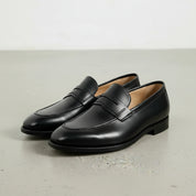 Handmade Black Leather Moccasins, Men's Tuxedo Shoes