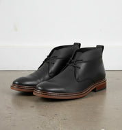 Handmade Men's Black Leather Lace Up Ankle Boots