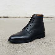 Handmade Men's Black Leather Ankle Dress Boots