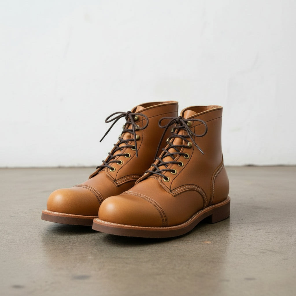 Handmade Men's Leather Lace-up Ankle Boots