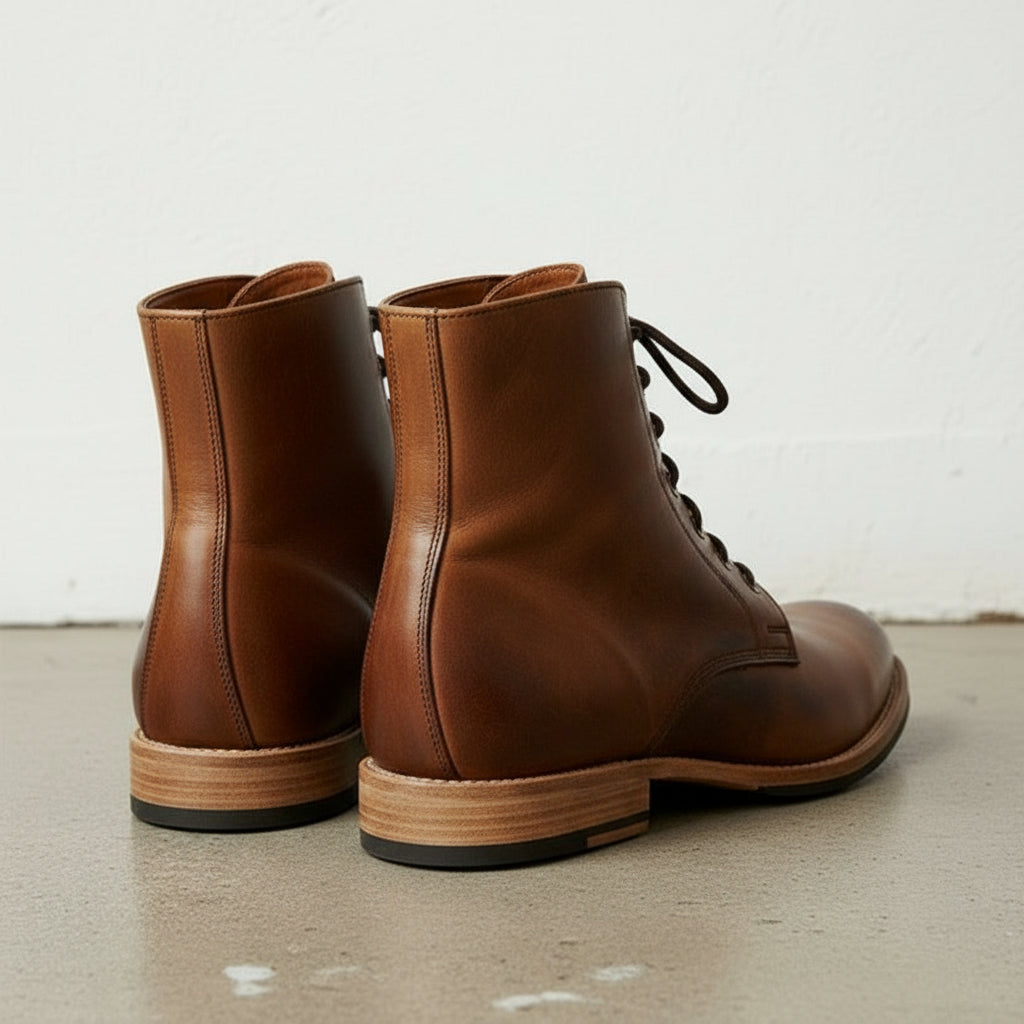 Handcrafted Men's Brown Lace-Up High Ankle Boots