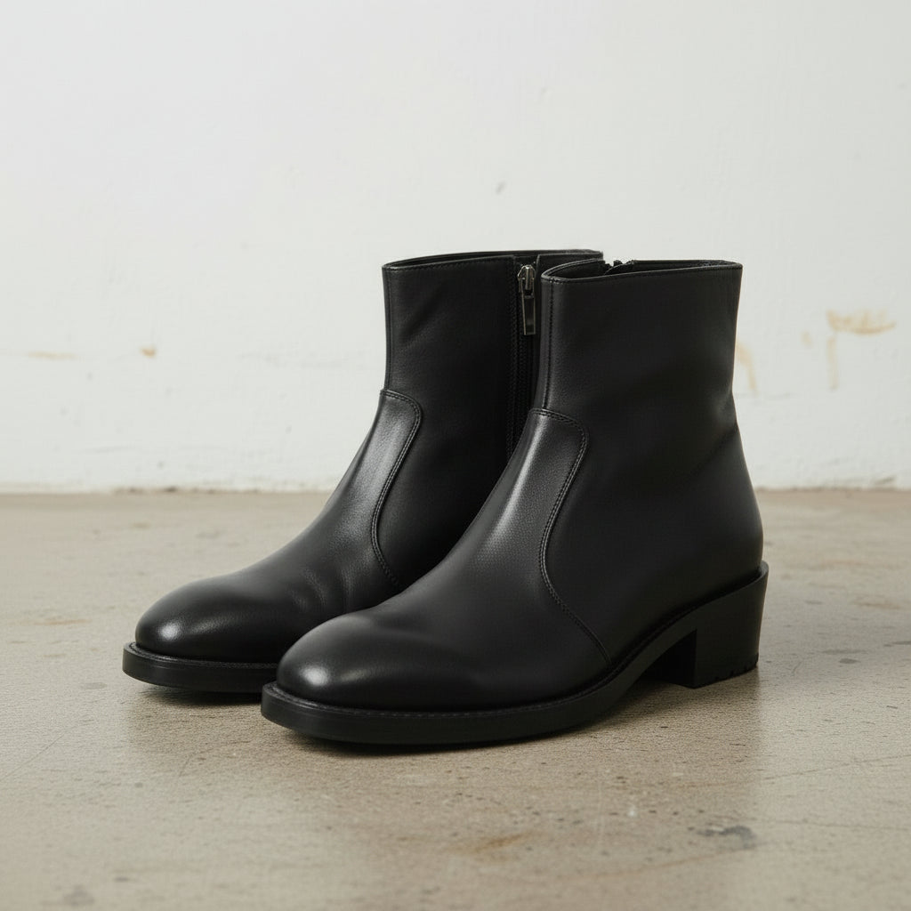 Handmade Men's Full-Grain Leather Zipper Ankle Boot