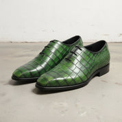 Handcrafted Men's Green Crocodile Leather Dress Shoes