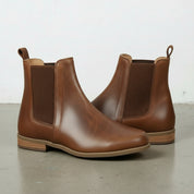Women's Handmade Cognac Brown Leather Chelsea Boots