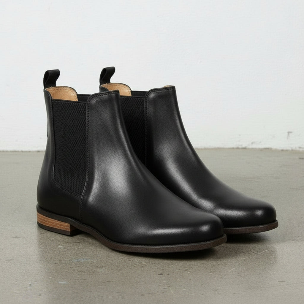 Women's Handmade Black Leather Chelsea Boots