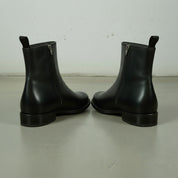 Men's Black Full-Grain Leather High Ankle Boots with Side Zippers