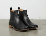 angle-view-showing-depth - Women's Handmade Black Leather Chelsea Boots