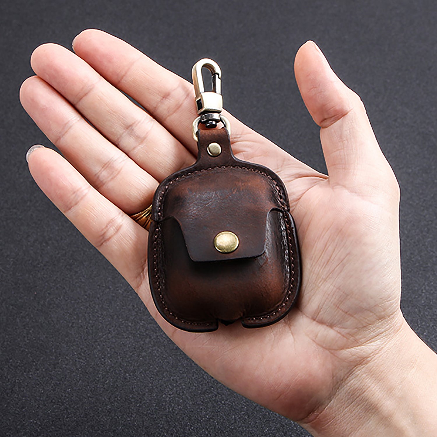 Apple AirPods Designer Portable Earphone Leather Case With Keychain