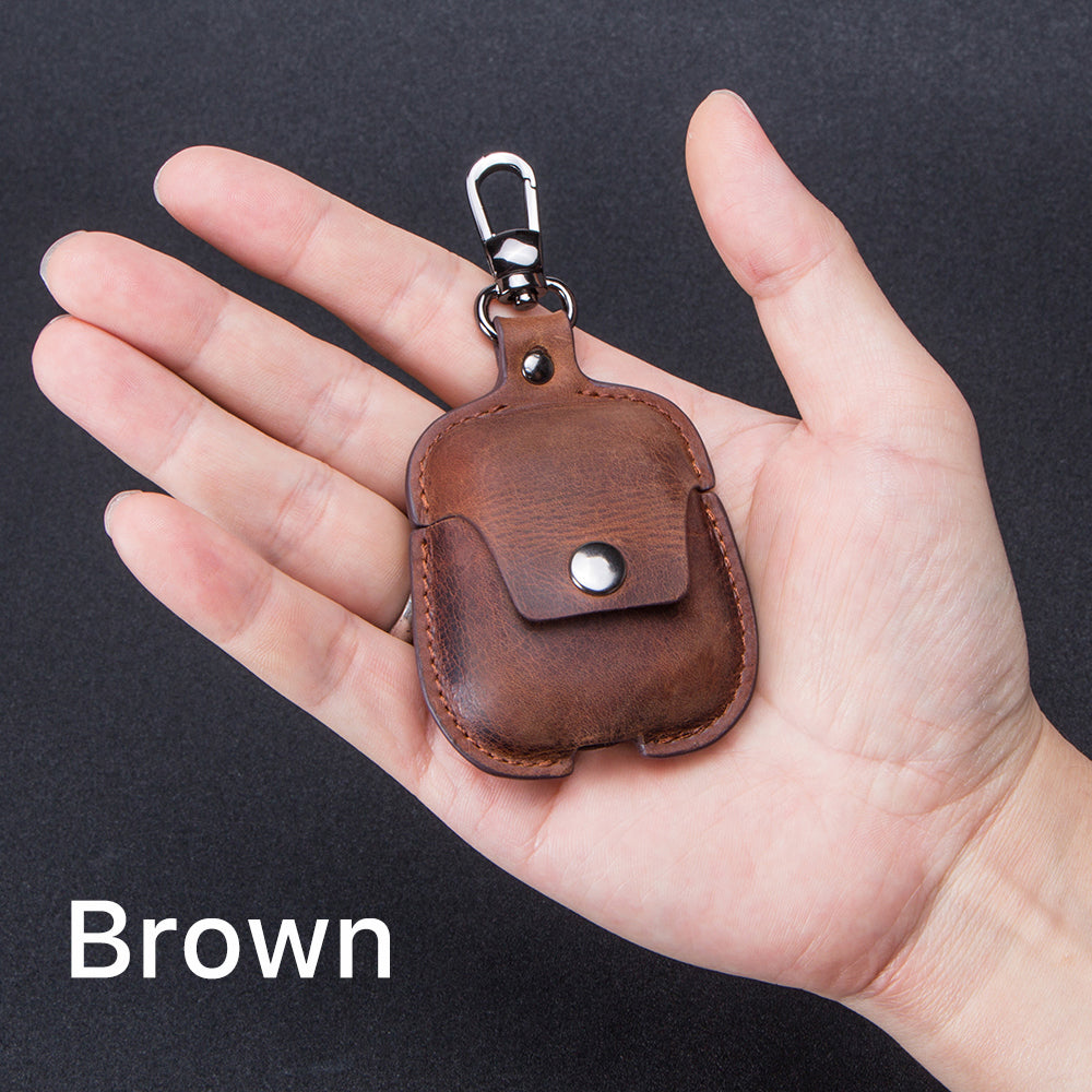 Apple AirPods Designer Portable Earphone Leather Case With Keychain