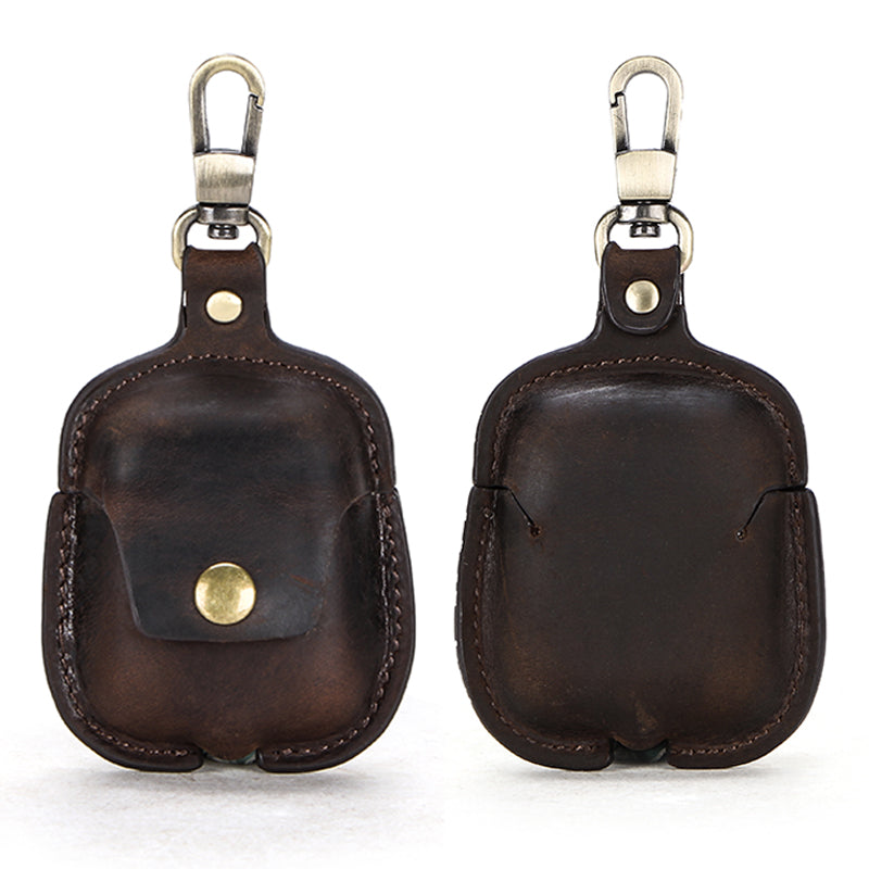 Apple AirPods Designer Portable Earphone Leather Case With Keychain