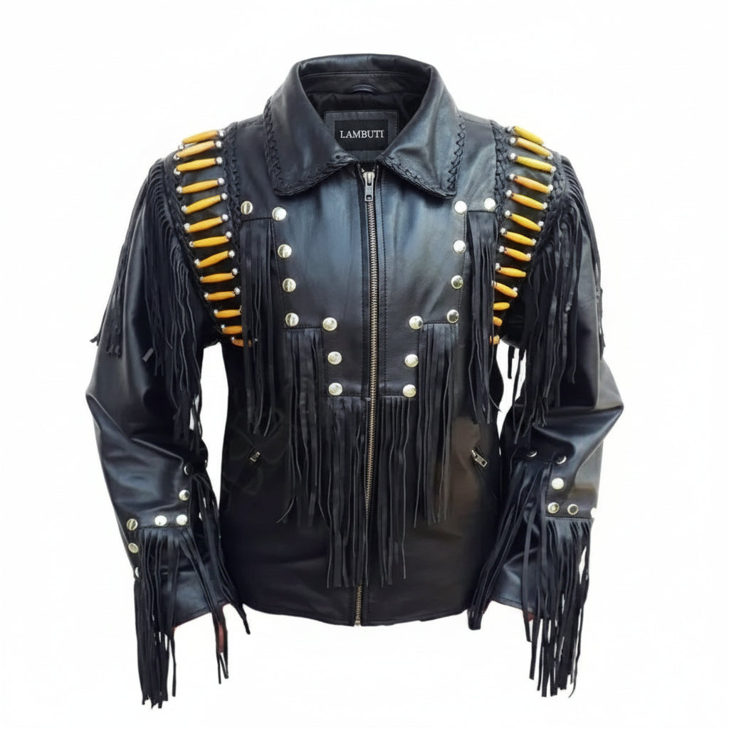 Handmade Men's Black Western suede Leather Cowboy Jacket
