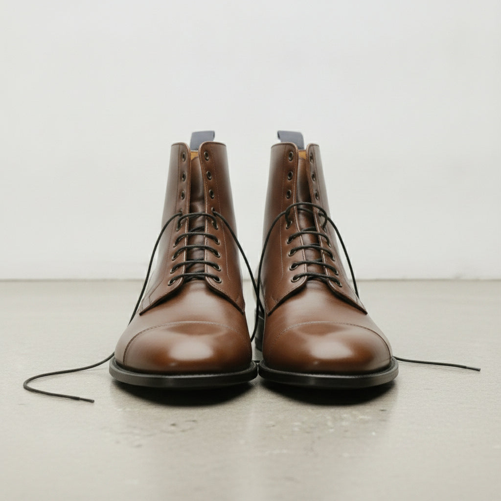 Men's Brown Cap-Toe Leather Boots
