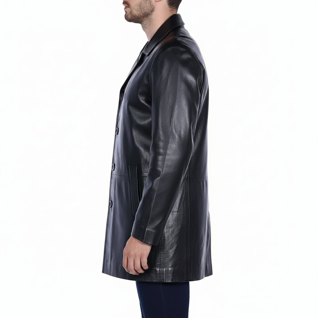 Men's Handmade Car Coat Leather Jacket
