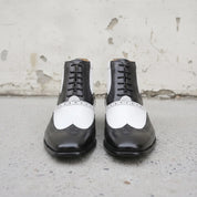 Men's Black and White Wingtip Leather Spectator Oxfords - Scott — Scott