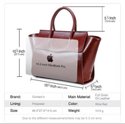 Women's Full-Grain Leather Laptop Tote Bag