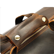 Full-Grain Leather Duffle Bag with Shoe Compartment