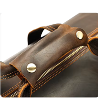 Full-Grain Leather Duffle Bag with Shoe Compartment