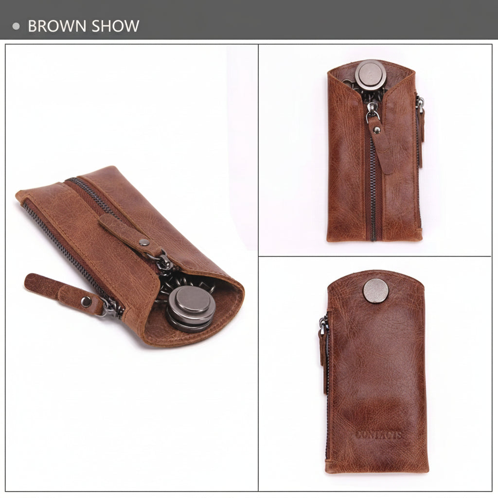 Women's Full-Grain Leather Key Case Wallet