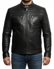 Handmade Men's Fashion Black Leather Jacket, Men Biker Leather Jacket