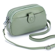 Women's Black Full-Grain Leather Crossbody Phone Bag