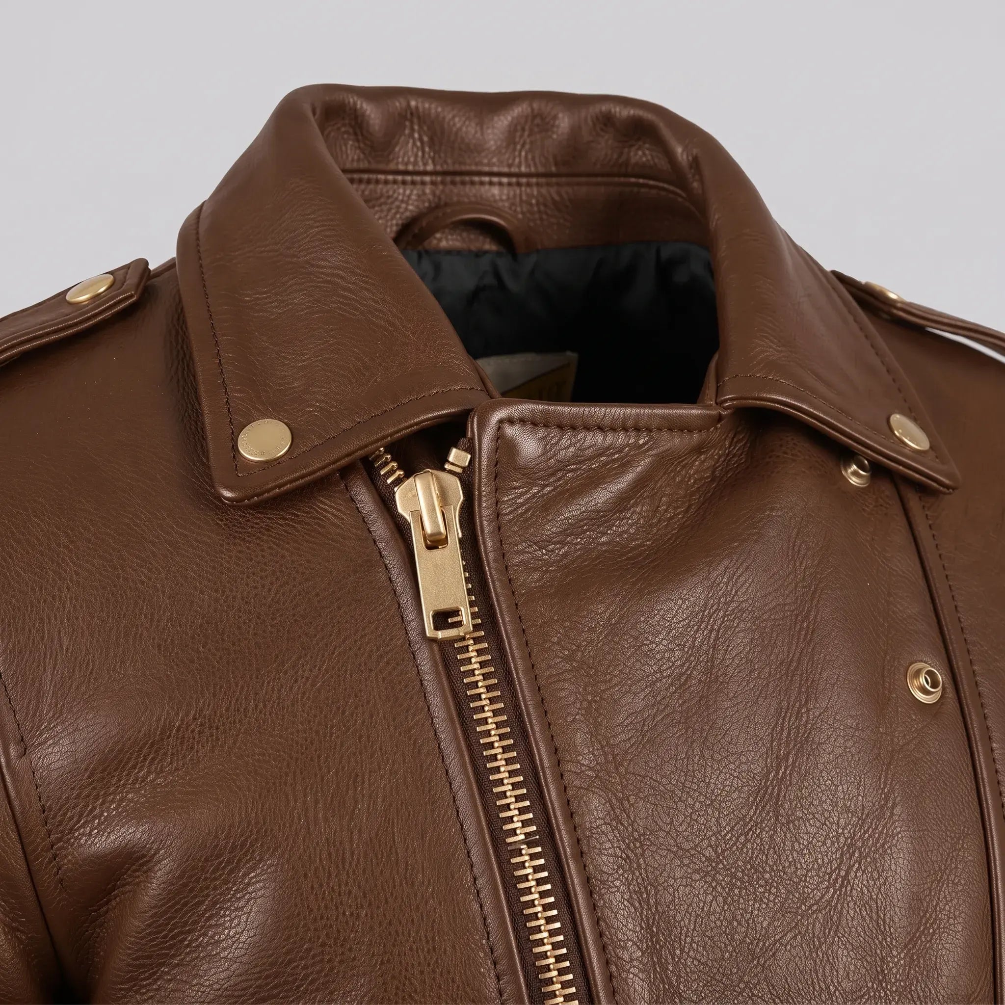 Men's Brown Leather Biker Jacket — Bagnall
