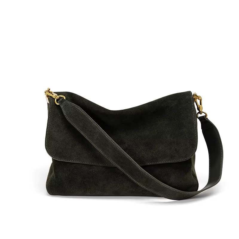 Women's Dark Brown Suede Shoulder Bag