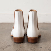 Men's White and Brown Plain-Toe Leather Chelsea Boots — Vere
