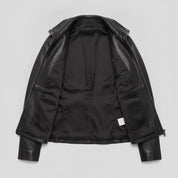 Women's Black Leather Biker Jacket — Drayford