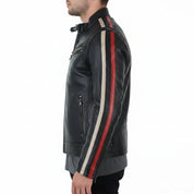 Handmade Mens Black Genuine Sheep Leather Jacket Men Motocycle Retro Style Jacket