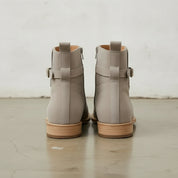 Men's Light Gray Plain-Toe Suede Jodhpur Ankle Boots