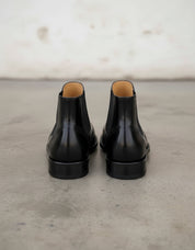 Handmade Men's Black Wingtip Chelsea Boots