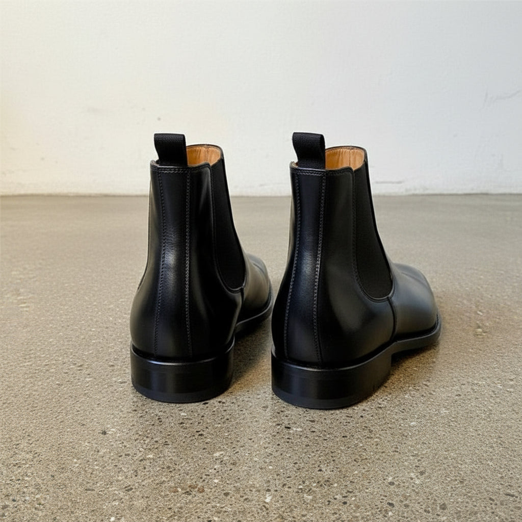 Handmade Men's Black Premium Leather Chelsea Boots