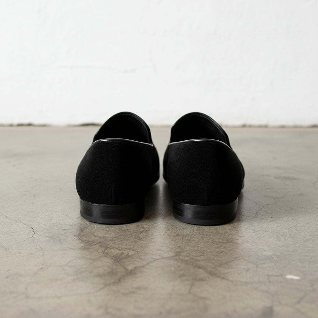 Men's Black Embroidered Velvet Loafers — Alciston