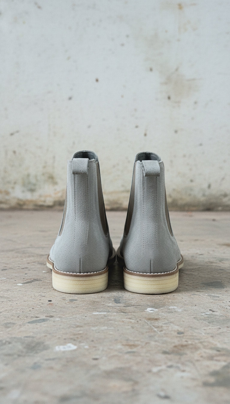 Men's Light Gray Suede Chelsea Boots