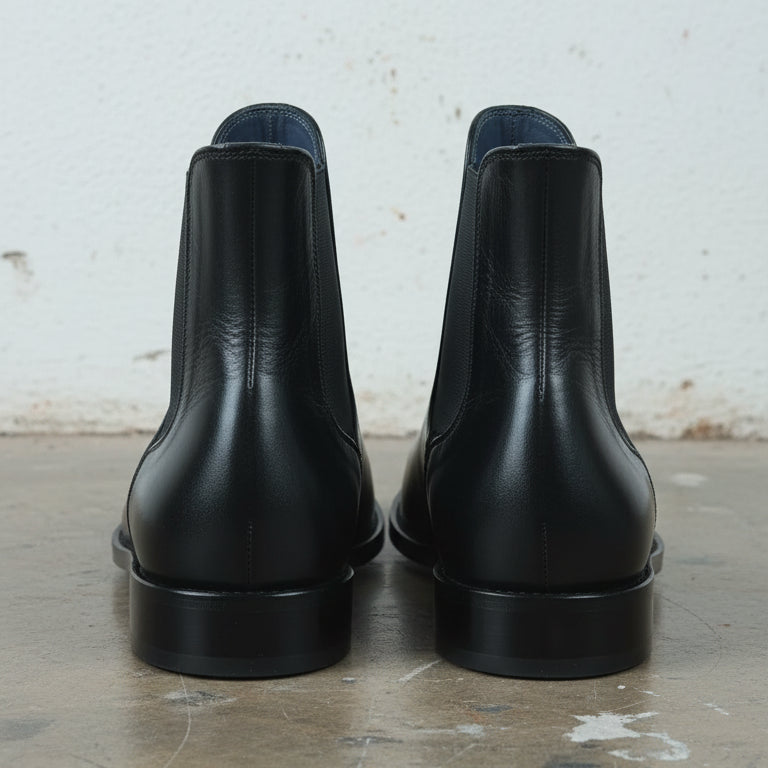 Handcrafted Men's Black Chelsea Leather Boots