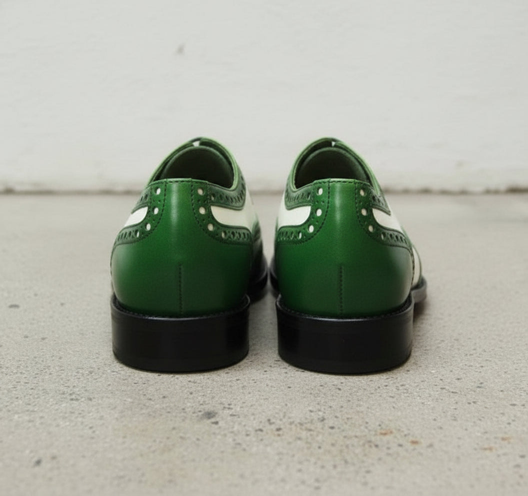 Handcrafted Men's Two-tone Wingtip Brogue Dress Shoes