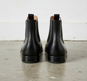 Handmade Men Full-Grain Leather Chelsea Boot Elastic Gore, Black Ankle Boots