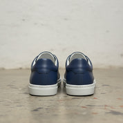 Men's Navy Blue Lace-Up Leather Sneakers