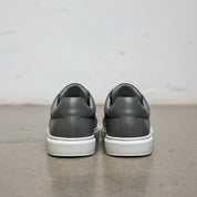 Gray Leather Lace-Up Sneakers for Men