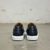 Men's Navy Blue Lace-Up Leather Sneakers