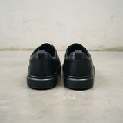 Men's Black Leather Slip-On Sneakers