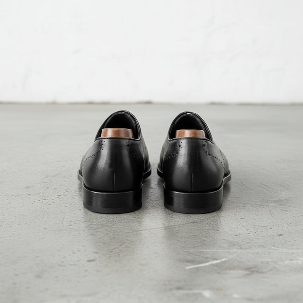 Men's Handcrafted Black Leather Brogue Dress Shoes