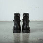 Men's Black Cap-Toe Leather Biker Boots
