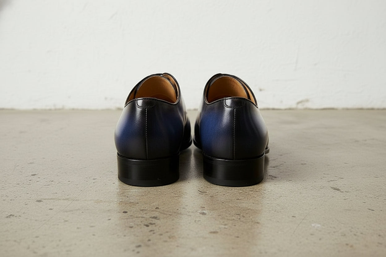 Handmade Men's Blue Brogue Dress Shoes