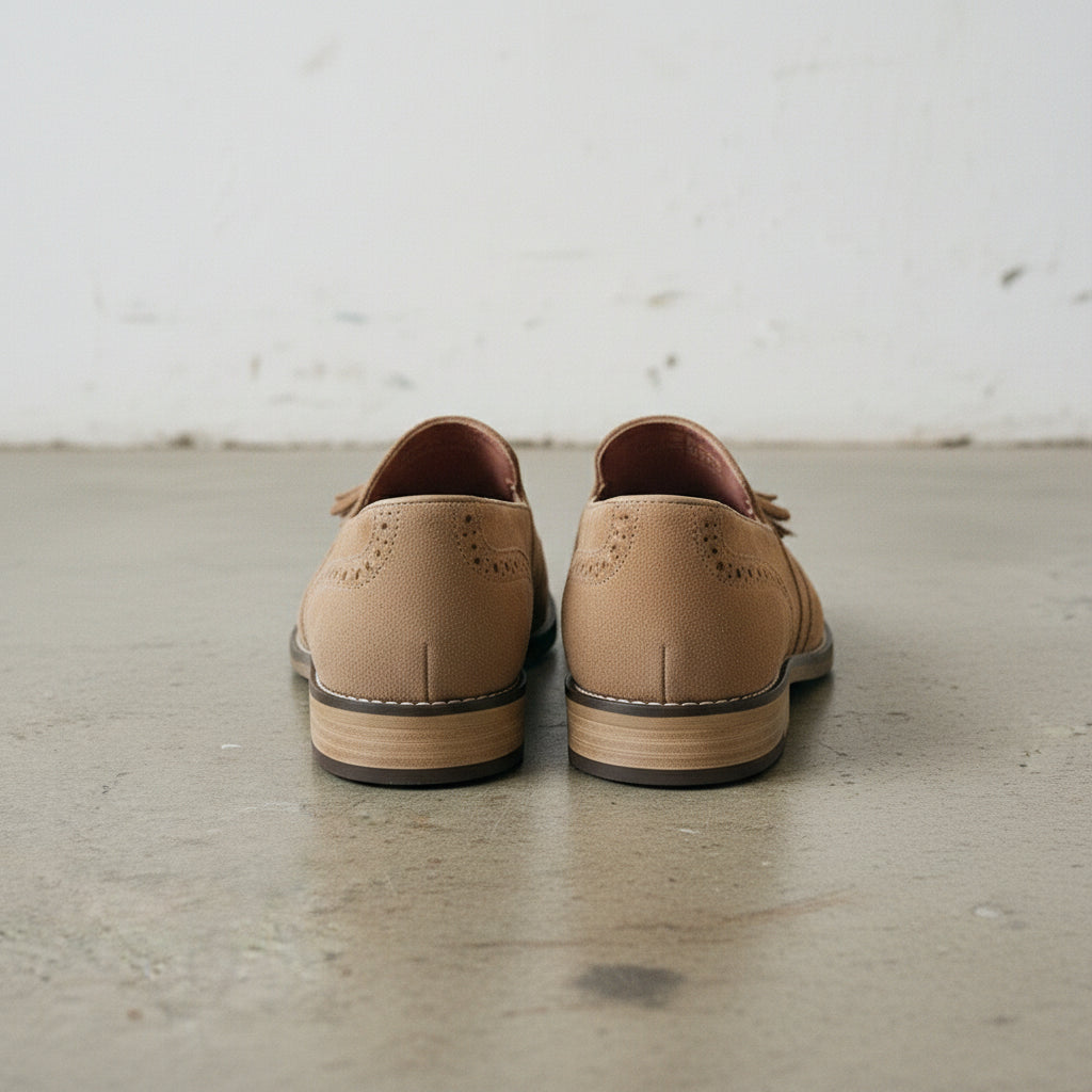 Men's Suede Brogue Slip-on Shoes in Cow Leather