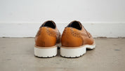 Tan Leather Brogue Shoes with Rubber Sole, Handmade Leather Shoes for Men