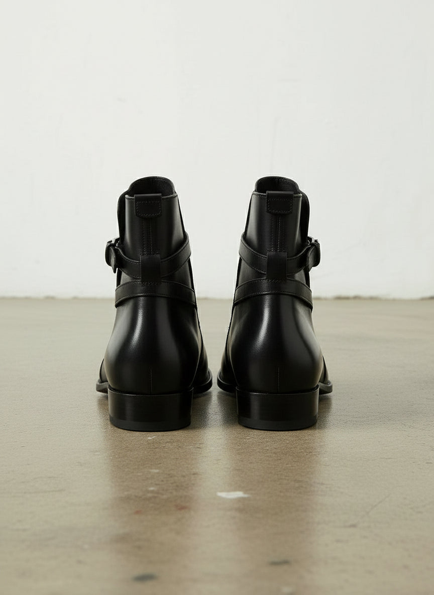 Men's Handmade Black Leather Jodhpurs Ankle Boots