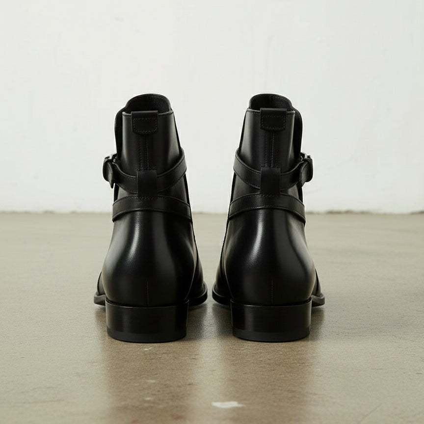 Men's Handmade Black Leather Jodhpurs Ankle Boots