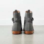 Handcrafted Men's Gray Suede Leather Jodhpurs Ankle Boots